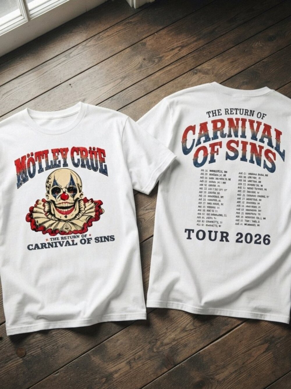 Motley Crue Carnival Of Sins Tour 2026 Vintage Graphic T-Shirt